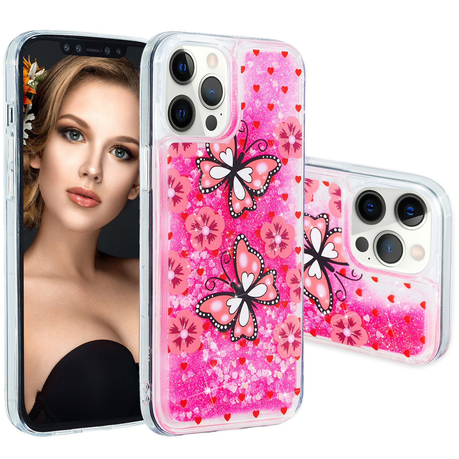 Printed Liquid Glitter Shockproof Case Cover For iPhone 14 Pro Max 13