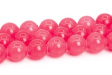 6MM Bright Pink Jade Beads Round Gemstone Loose Beads
