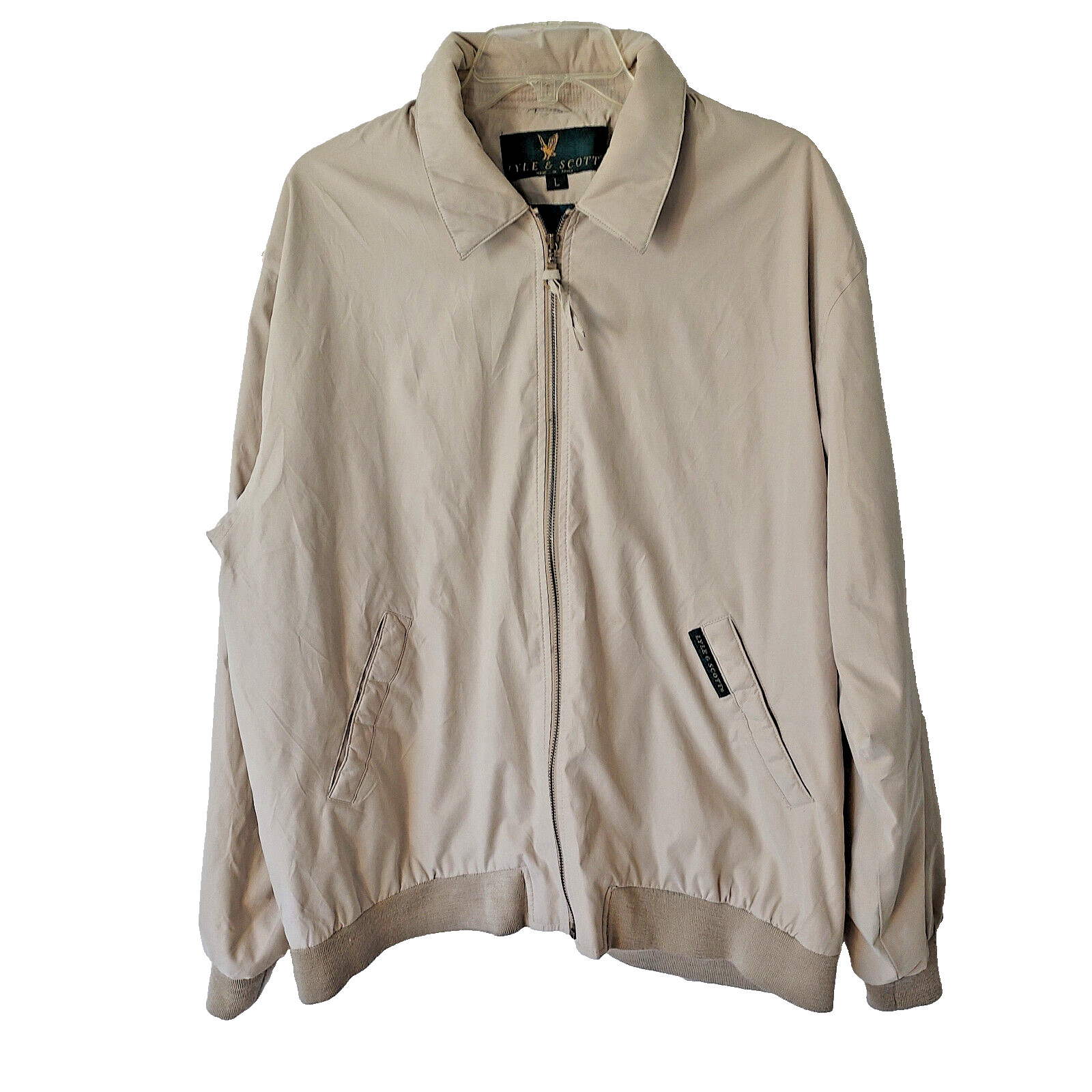 Lyle & Scott, Giacca grande uomo vintage Lyle & Scott beige bomber fodera a quadri zip intera