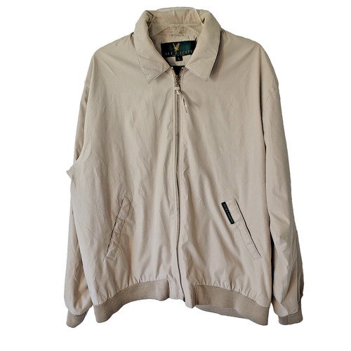 Lyle & Scott, Giacca grande uomo vintage Lyle & Scott beige bomber fodera a quadri zip intera