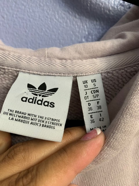 Adidas Cropped Hoodie Light Purple Spell Out Logo Sleeve Size S | eBay