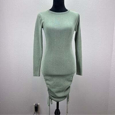 slim fit dress slacks Sage Green Ribbed Knit Dress with Split