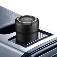 Portable Car Ashtray Cigarette Cylinder Smokeless Cup Holder LED Light With Lid
