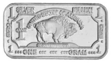 1 Gram Silver Buffalo Bar 1 gm 0.999 Fine Pure Silver US Seller [Uncirculated]
