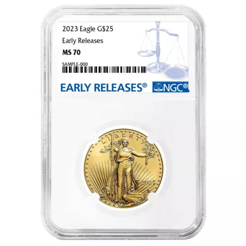 2023 $25 American Gold Eagle 1/2 oz NGC MS70 ER Blue Label