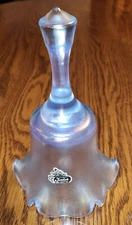Vintage Fenton Glass Bell Blue Iridescent 1980s Stretch Glass