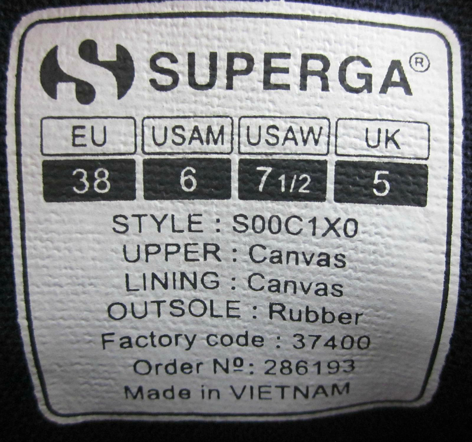 Superga S00C1X0 Canvas Sneakers Denim Navy EU 38 US Womens 7.5 Near Mint!