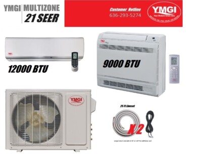 YMGI 21000 BTU (9K+12K) Two Zone Ductless Mini Split with 220V