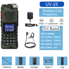 US Baofeng UV-25 Tri Band Power Walkie Talkie Long Range Two Way Radio AR152 Mic