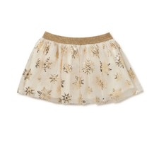 Baby Printed Layered Tutu - by Holiday Time - size 0-3M - Cream/Gold Snowflakes