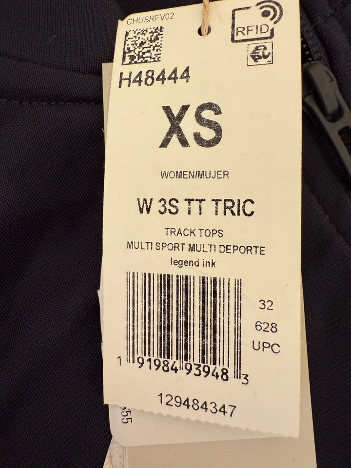 Adidas Mujer Clásica 3 Rayas Chaqueta de Pista Cremallera Superstar XS NUEVA CON ETIQUETAS Azul Foto 4 de 4