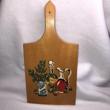 VTG Wood Cutting Board Oil Vinegar Parsley Kitchen Farmhouse Country Decor Nevco