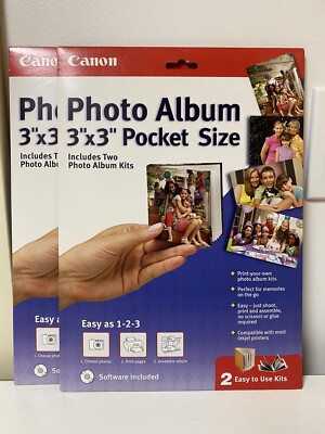 Two Canon Create Your Own Photo Album 3'' x 3'' Pocket Size (Two Album Kits)