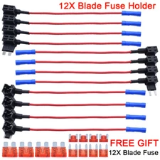 12Pcs12V 10Amp Car Add-a-circuit Fuse Tap Adapter Holder Kit ATM APM Blade Fuse