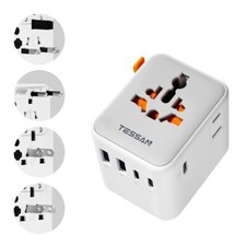  Travel Plug Adapter Worldwide International Plug Adaptor for UK to EU (Type C)