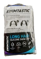 Swimtastic Long Hair Blue Snag Proof Silicone Kids Adults Latex Free Swim Cap