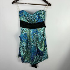 Speechless Dress 5 Babydoll Strapless Blue Paisley Floral Y2K Festival Party
