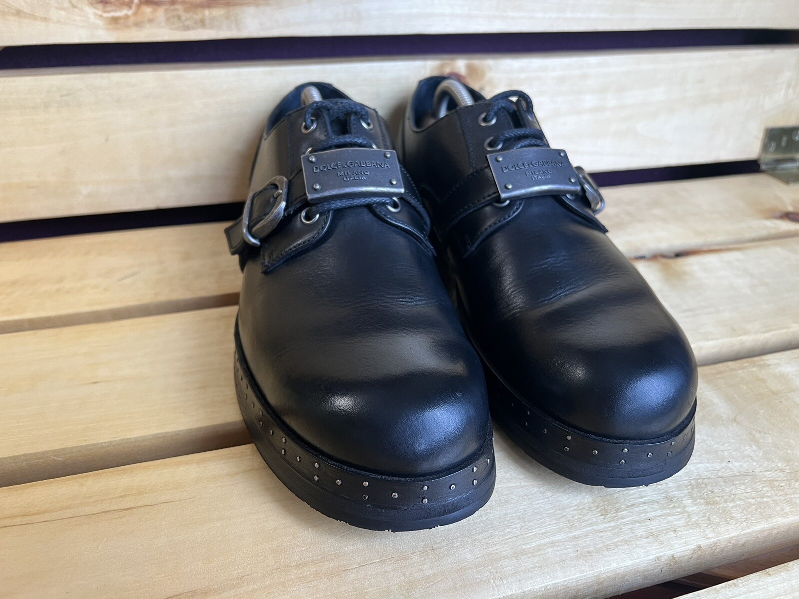 SAOLA Scarpe Dolce & Gabbana derby borchie pelle nera tg. UK 8 US 9 EU 42