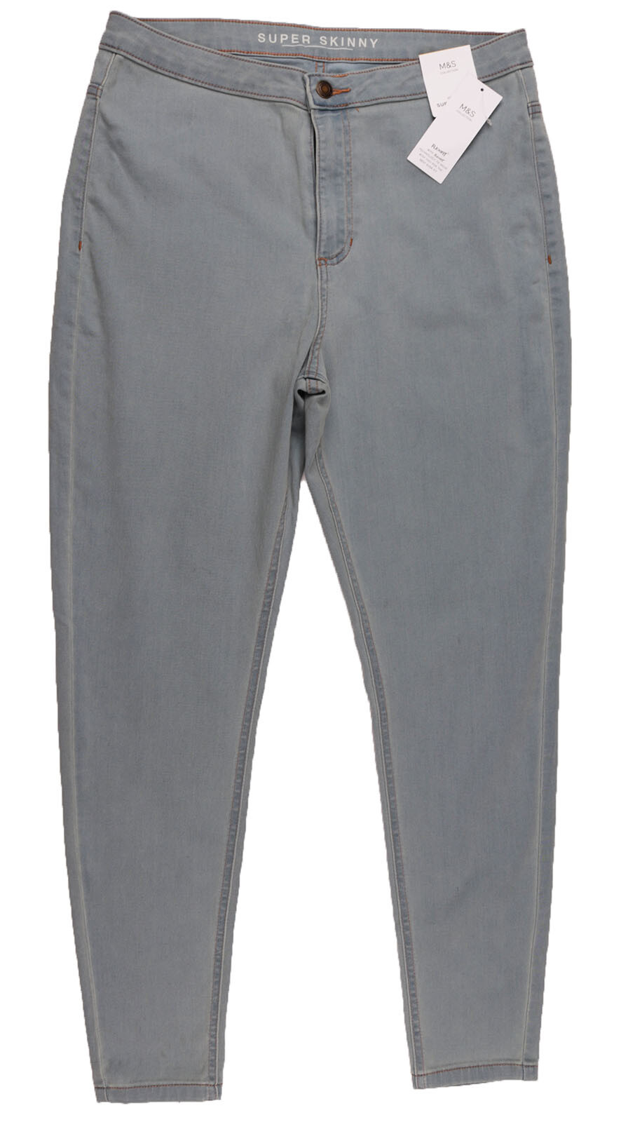 M&S Womens Marks & Spencer Blue Super Skinny Jeans Size 16 Regular DEFECT FLAW