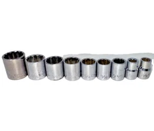 Craftsman 3/8" Drive 9 Piece 12 Pt Point SAE Socket Set Chrome ⅜ - ⅞”