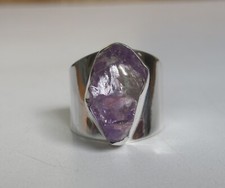 Natural Raw Amethyst Rough 925 Silver Ring Handmade Adjustable Gemstone Ring