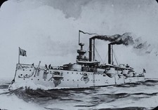 Glass Magic Lantern Slide Cuban War 23 Warship Cuba c1898