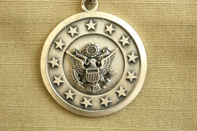 USN US NAVY ALL RANKS RATES NO RUST PROPERTY KEY FOB TAG WITH CHAIN AND RING A06