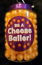 TUB OF CHEESE PUFFED BALLS BALLER CHRISTMAS ORNAMENT   GREAT STOCKING STUFFER 