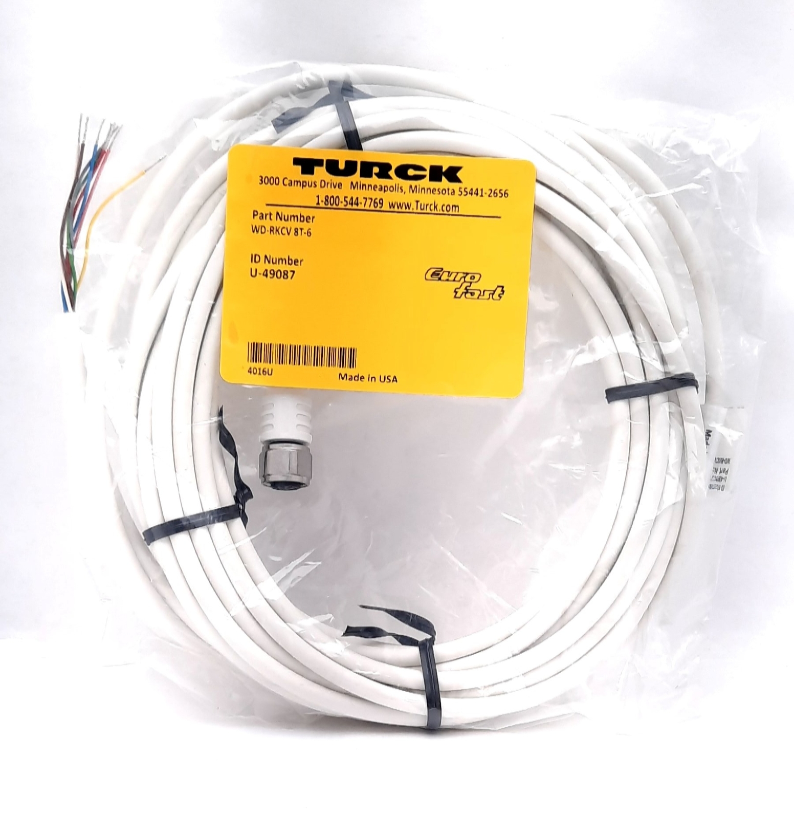 Turck WD-RKCV 8T-6 U-49087 Cordset Straight Female 8 Pin M12 Eurofast Connector