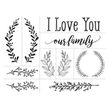 Retired’17 HTF NEW “Our Family Laurel” I Love You Chalk Couture Transfer 2 Shts