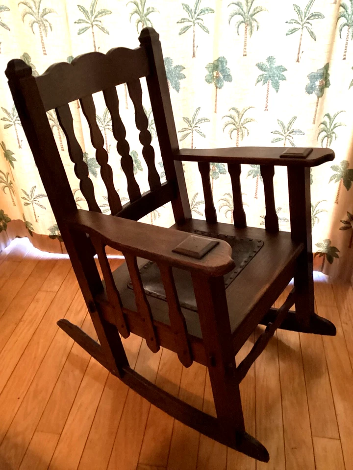 Mecedora antigua Mission Oak artesanías estilo pegajoso tú envías  Foto 3 de 4