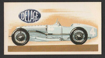 Original 60er Jahre UK Trade Card mit Delace Grand Prix Supercharged Car 
