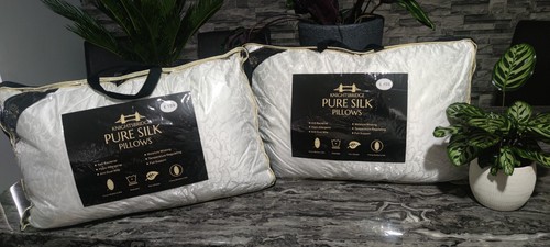 PAIR OF MULBERRY SILK PILLOWS SILK FILLED PILLOW HYPOALLERGENIC RRP £169 EACH - Picture 4 of 12