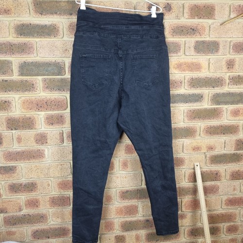 City Chic Women Jeans 16 or 32W 27L Black Harley Corset Skinny Belted High Waist - Picture 12 of 13