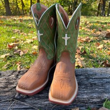 Twisted X Men's Waterproof Nano Toe Green Caramel Work Boot MXBNW07