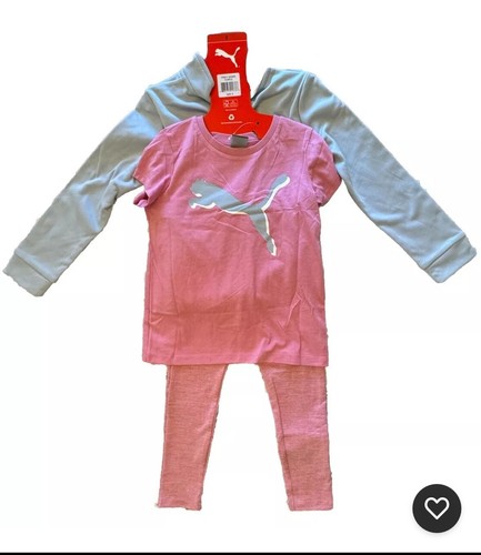 PUMA -Youth Kids Girls 3 Piece Set (Long sleeve Tee, T-Shirt, Leggings) 4T - Picture 2 of 3