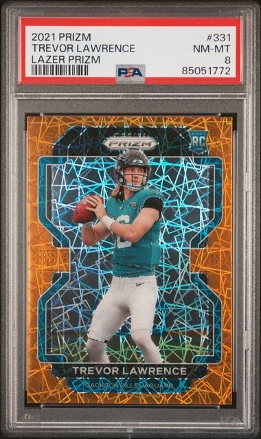 2021 Panini Orange Lazer Prizm #331 Trevor Lawrence Jaguars RC ROOKIE PSA 8