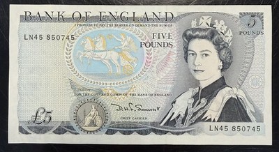 Alter Fünf £5 Pfund Schein Stempelglanz