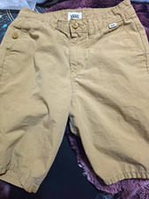 VANS Boys Beige Cargo Shorts Size 12 Cotton Canvas Button Pockets