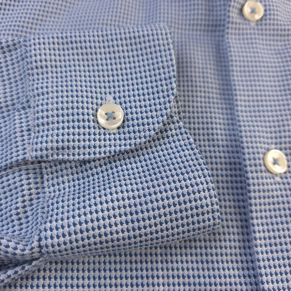 Camisa de Vestir Charles Tyrwhitt 16.5 33 Calce Ajustado Azul Cuello Punto Geométrico Foto 3 de 4