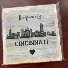 The Queen City Cincinnati ceramic coaster, NE...