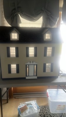 Large Georgian Style Wooden Dollhouse Unfurnished 6 Rooms Dormer Windows Porch