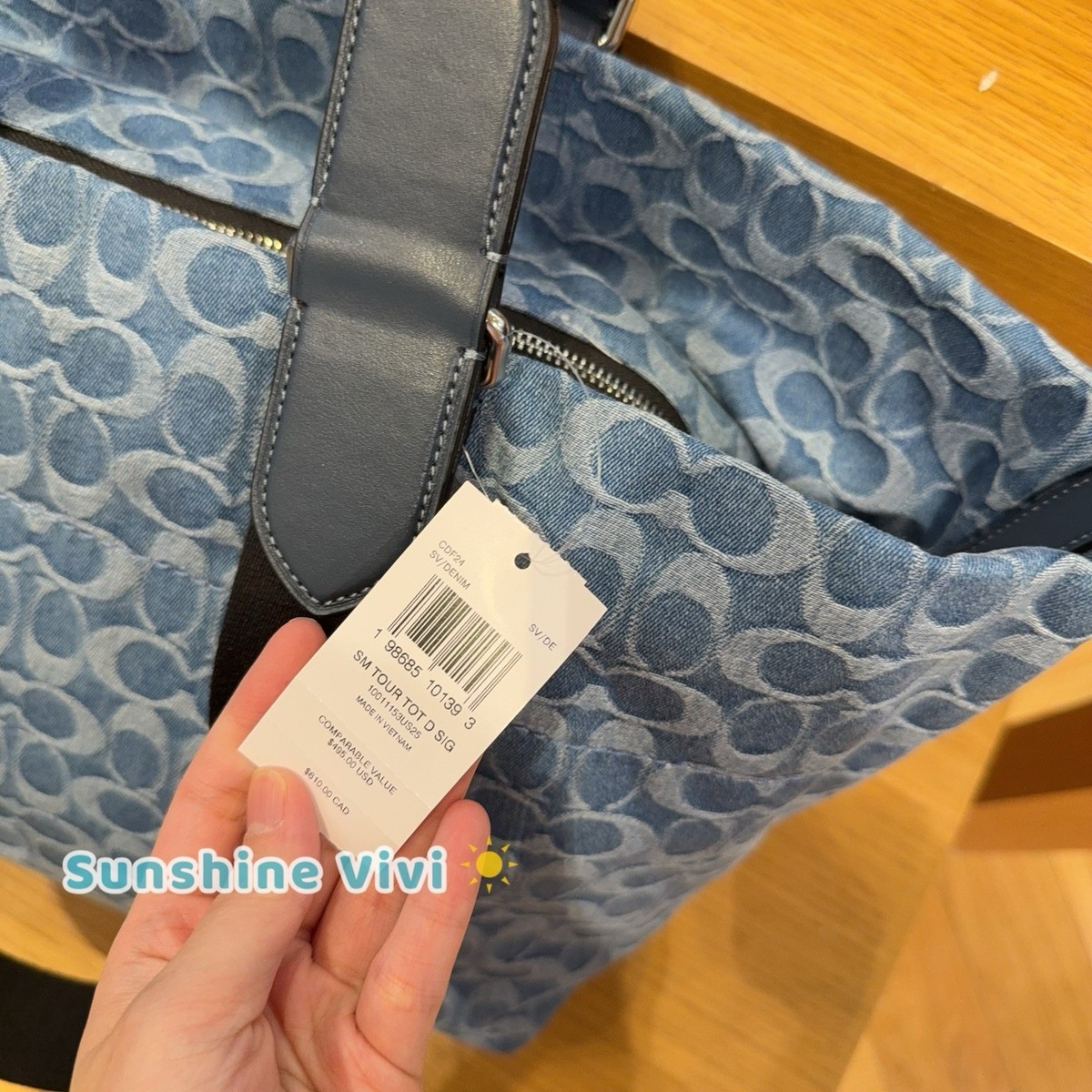 NWT Coach MEN'S Small Tour Tote Bag In Signature Denim CDF24