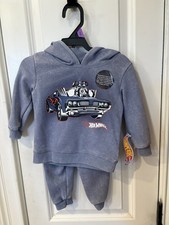 NWT Boys Size 12M Hot Wheels Two Piece Set Hoodie And Sweats SKU TR45 Blue