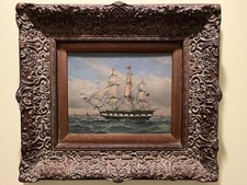 Original Robert Sanders Naval Maritime Sailing Ship Oil Painting Signed Listed