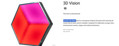 ADJ 3D Vision Plus Hexagonal Shaped LED Lighting Panel Lot or Individual Lights