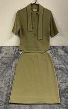 VTG 60s Glasgo Knitwear Wool Mohair Green Two Piece Skirt Suit Union Made Sz 10
