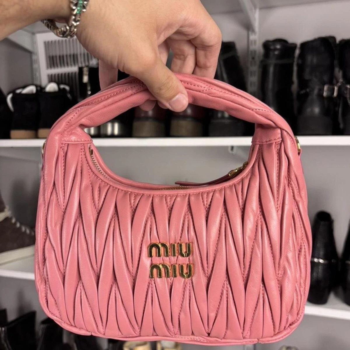 Pink Leather Exterior Miu Miu Bags & Handbags for Women for sale 