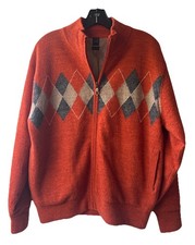 VINTAGE GIM UTMOST 100 Wool Burnt Orange Knit Cardigan Sweater Lining Size M