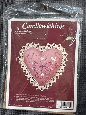 Needle Magic Candlewicking Kit  #376 Hearts & Flowers - Pin Cushion, Sachet